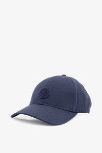 Navy blue moncler women’s cotton baseball hat with subtle embroidered logo on the front perfect for casual wear