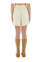 Moncler Women's Cotton Fleece Shorts White, view 3