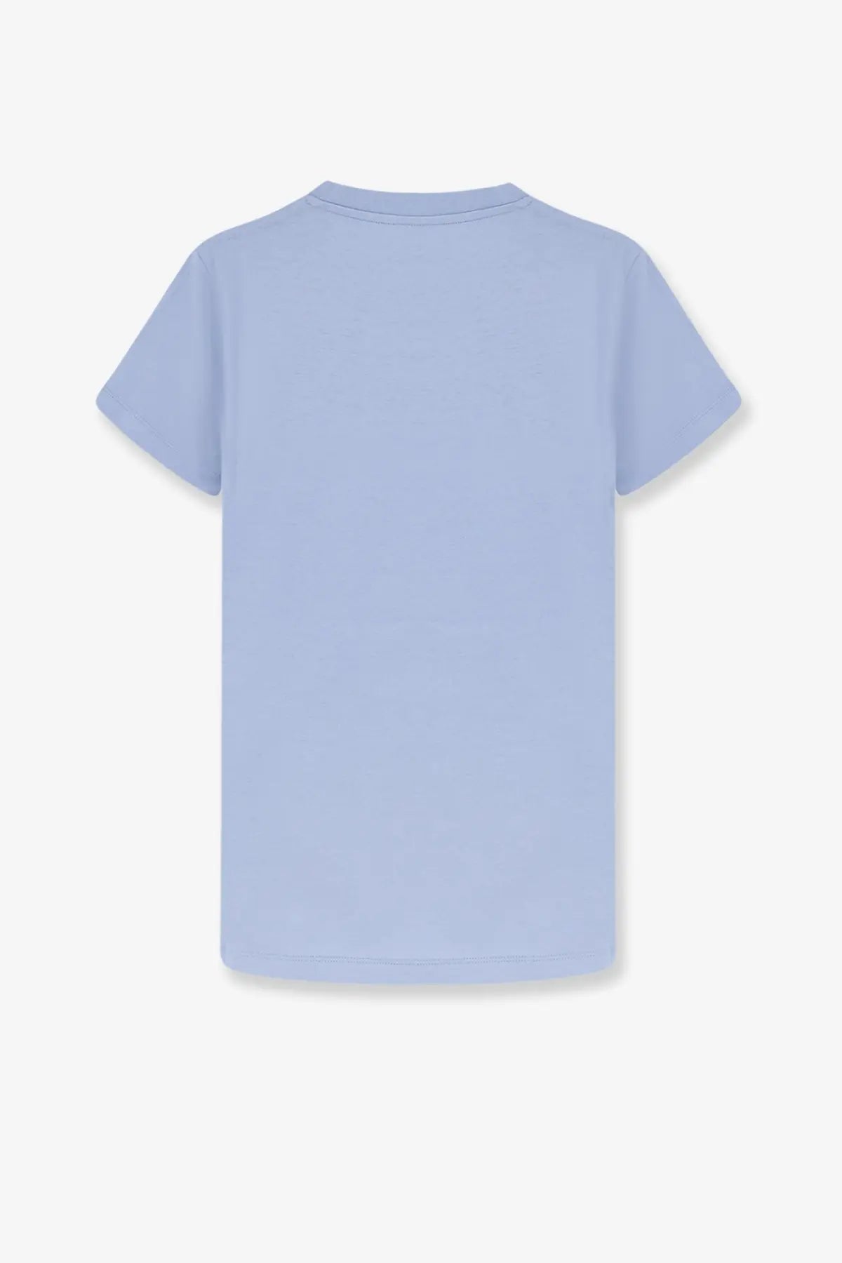 Moncler women’s plain soft light blue cotton t-shirt with crew neck and short sleeves