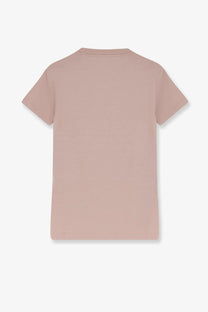 Moncler women’s blush pink cotton short-sleeved t-shirt with crew neck and minimalist design