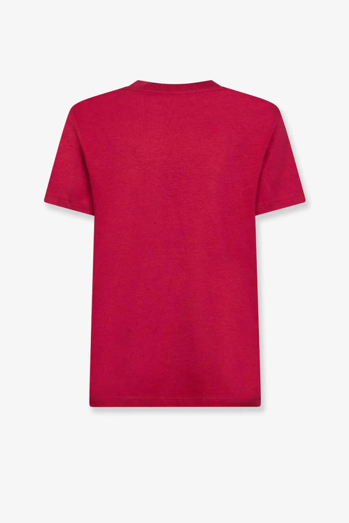 Moncler women’s vibrant red short sleeved crew neck t shirt made of soft cotton fabric