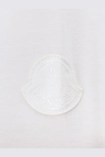 Moncler women’s white cotton shirt with white moncler logo patch embroidered on light fabric