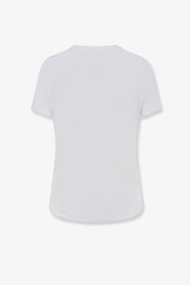 Moncler women’s white cotton short-sleeved t-shirt with a simple crew neck design