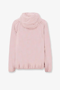 Moncler women’s fegeos pink hooded jacket made from lightweight recycled synthetic fabric with elasticated cuffs