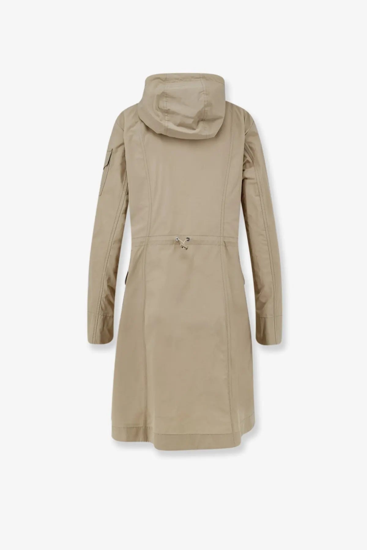Beige hooded trench coat with sleek modern design and subtle stitching in moncler womens laerte cotton blend jacket white