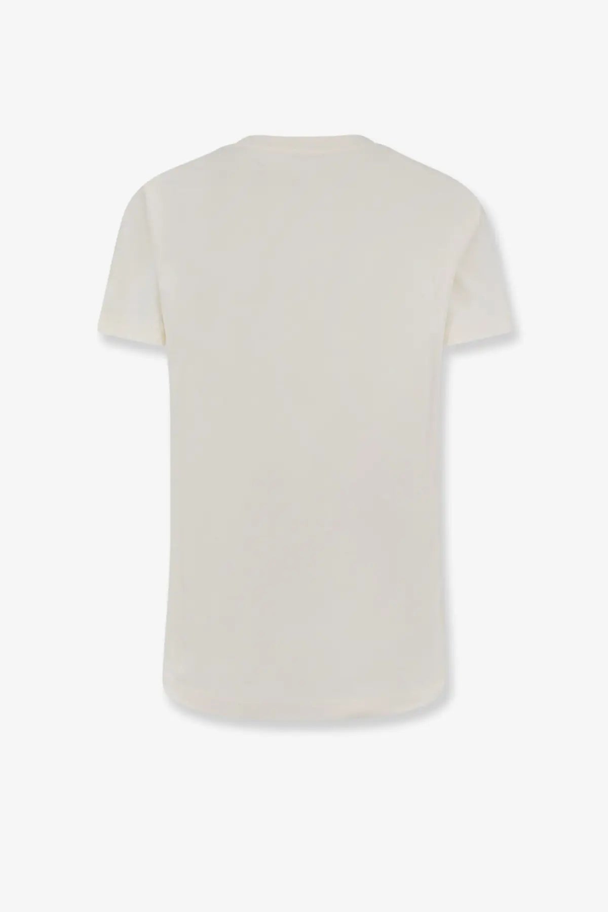 Cream-colored Moncler women’s organic cotton t-shirt with a simple round neckline and short sleeves in white