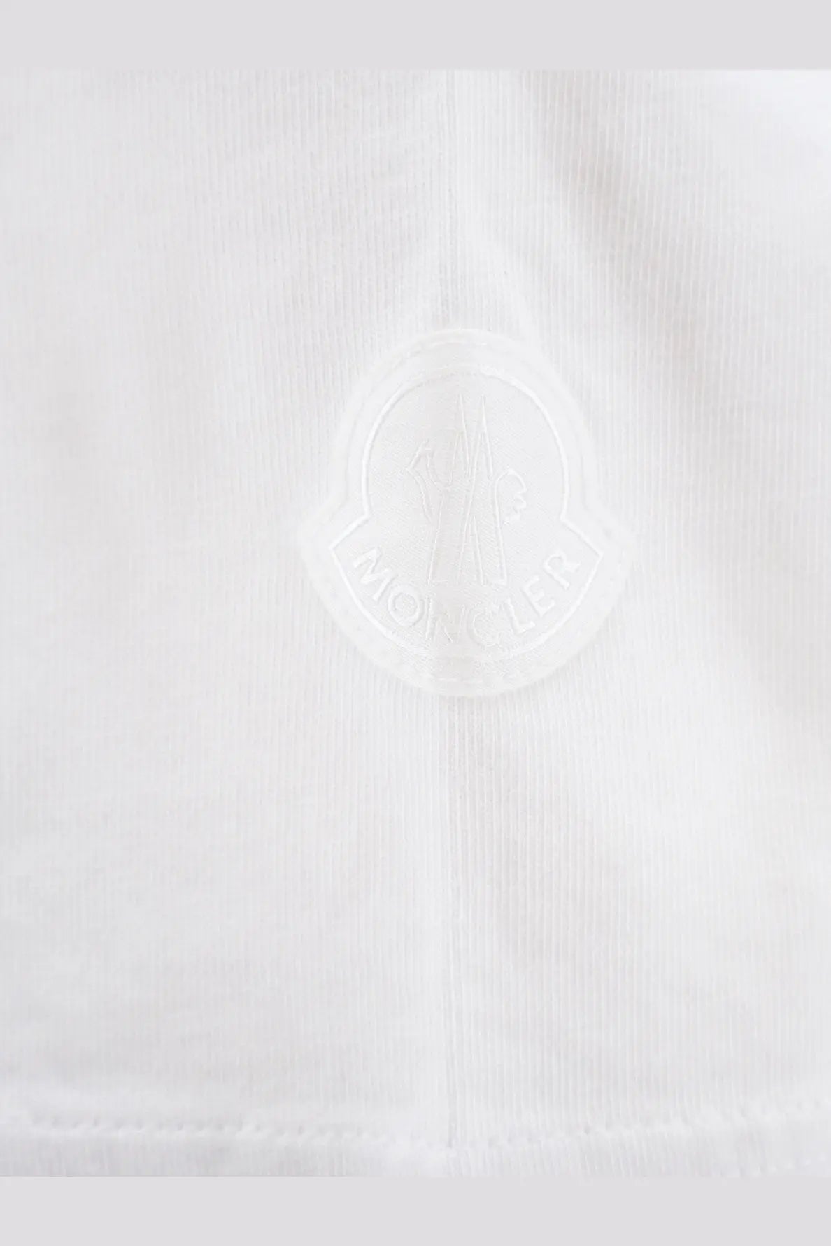 White moncler logo embroidered on textured fabric of moncler womens organic cotton shirt white