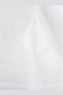 White moncler logo embroidered on textured fabric of moncler women’s organic cotton white shirt