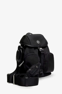 Black moncler women’s trick nylon crossbody bag with sleek nylon exterior and leather accents