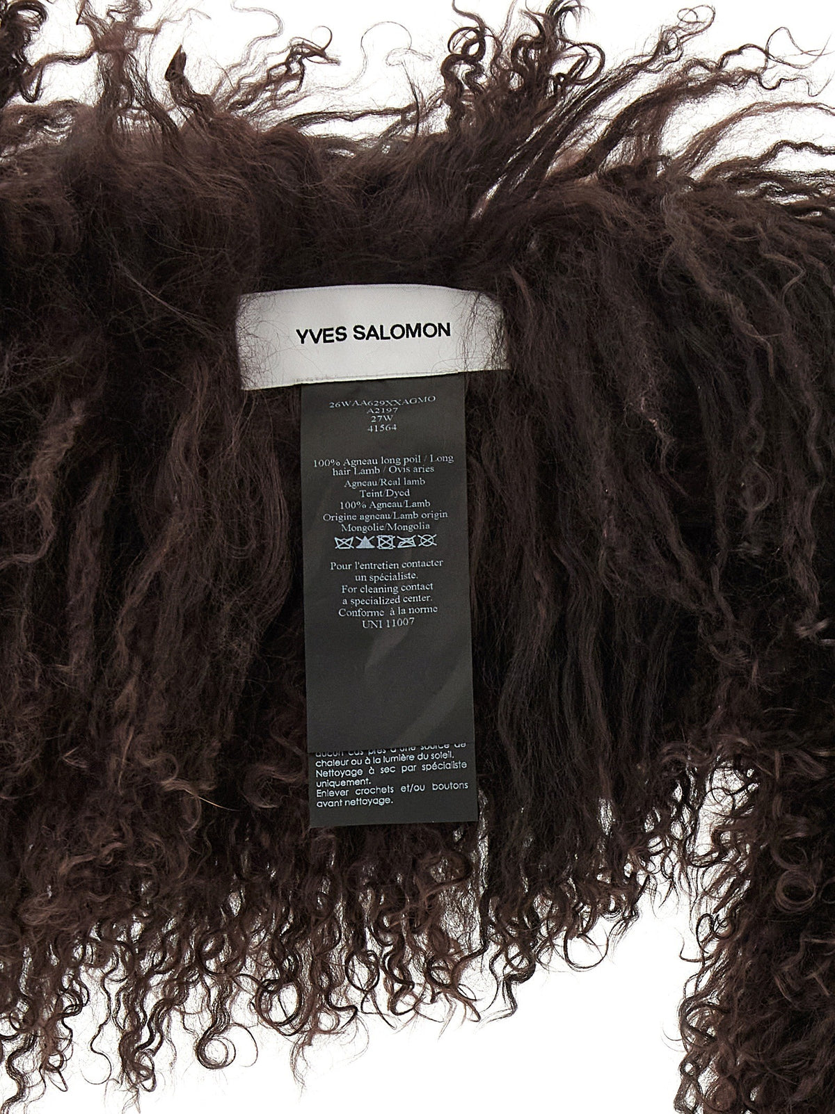 Yves Salomon Mongolian Sheepskin Scarf Brown, view 3