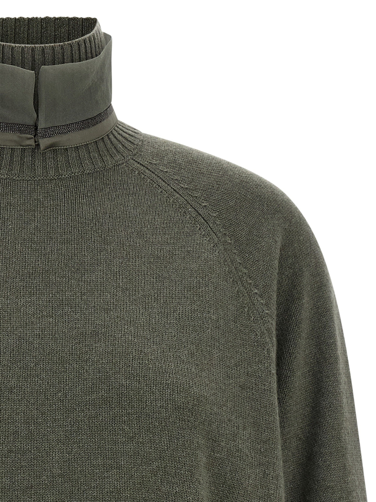 Brunello Cucinelli Monile Insert Sweater Green, view 3