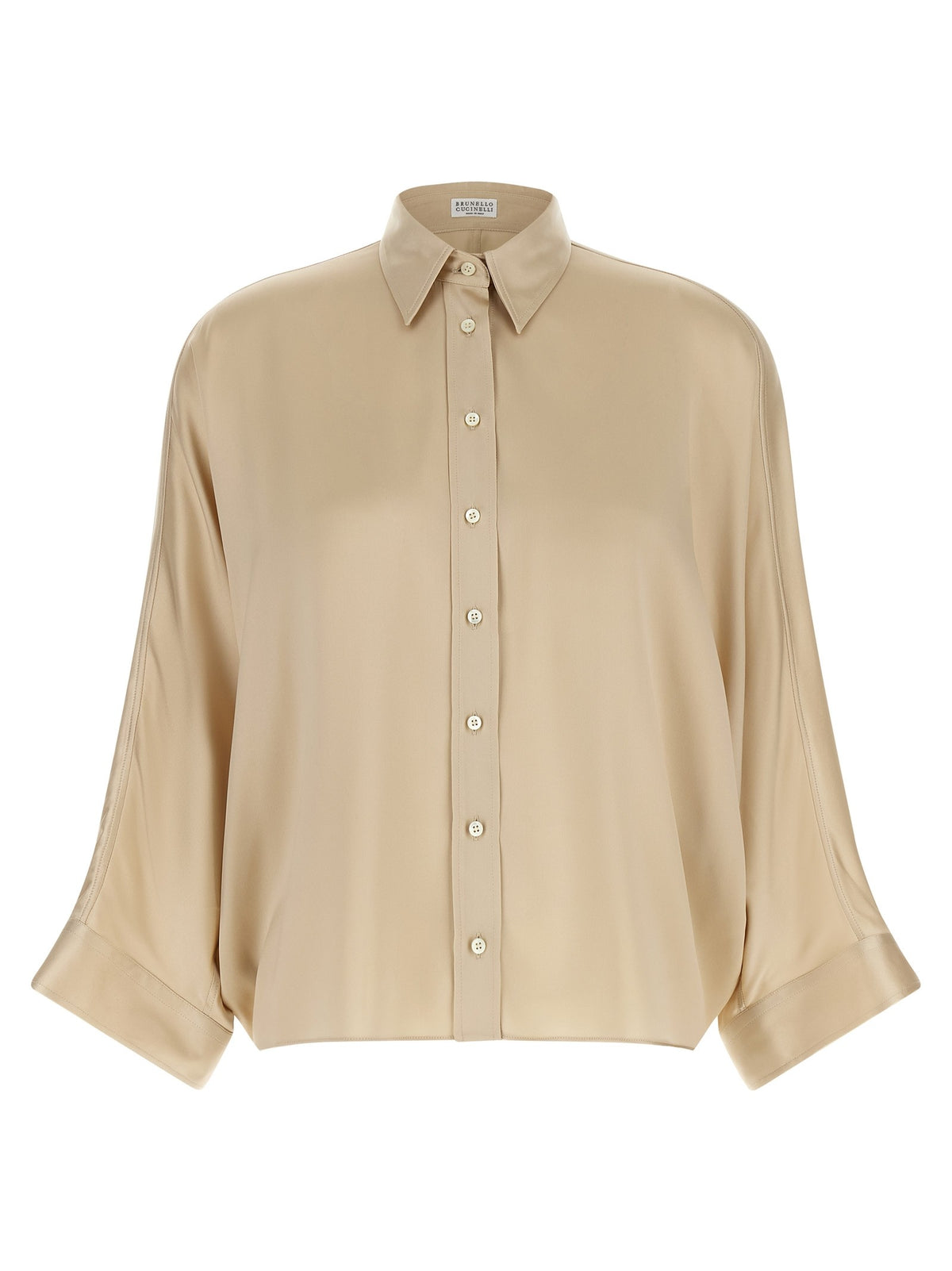 Brunello Cucinelli Monile Satin Shirt Beige