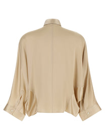 Brunello Cucinelli Monile Satin Shirt Beige