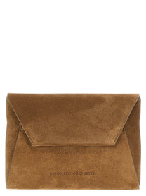 Brunello Cucinelli Monile Suede Clutch Bag Brown