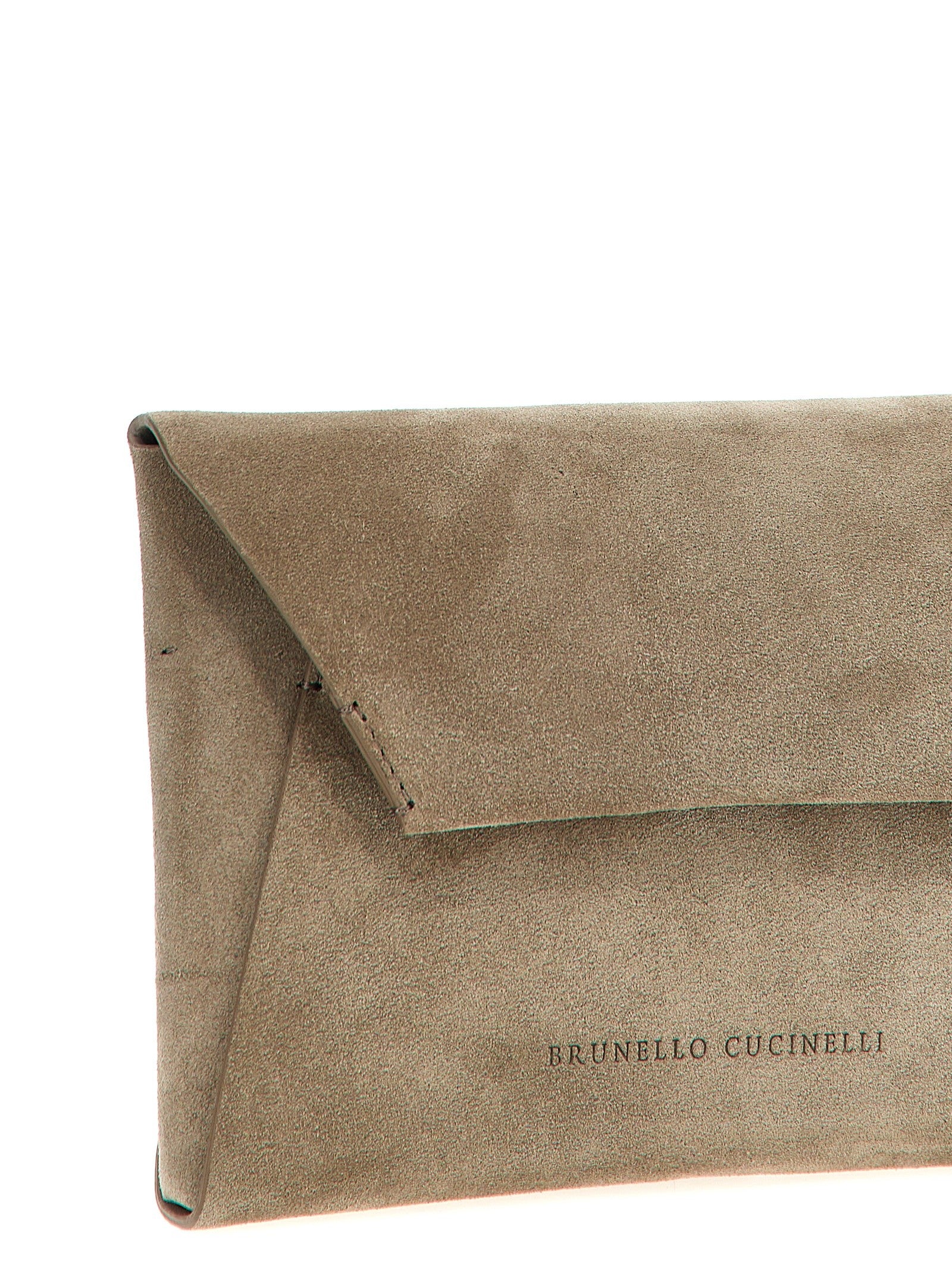 Brunello Cucinelli Monile Suede Clutch Bag Grey