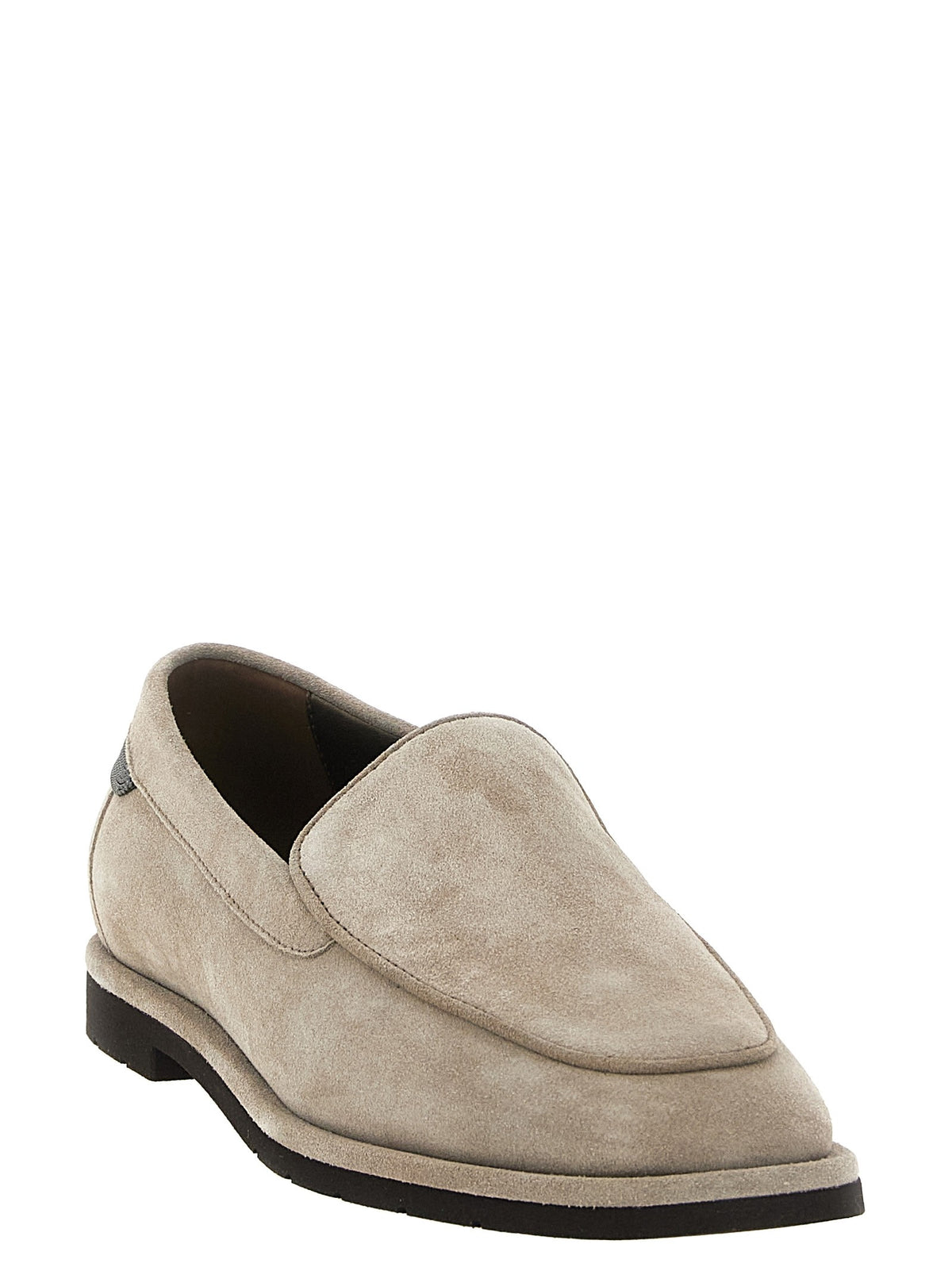 Brunello Cucinelli Monile Suede Loafers Beige