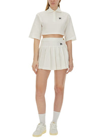 Palm Angels Women's Monogram Cropped Polo Shirt White