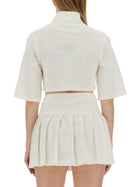 Palm Angels Women's Monogram Cropped Polo Shirt White, view 3