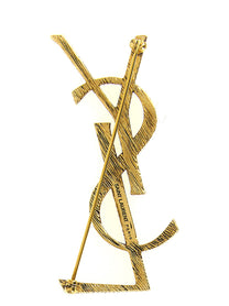 Saint Laurent Monogram Earrings Gold, view 2