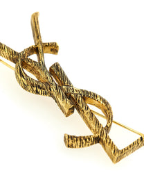 Saint Laurent Monogram Earrings Gold, view 3