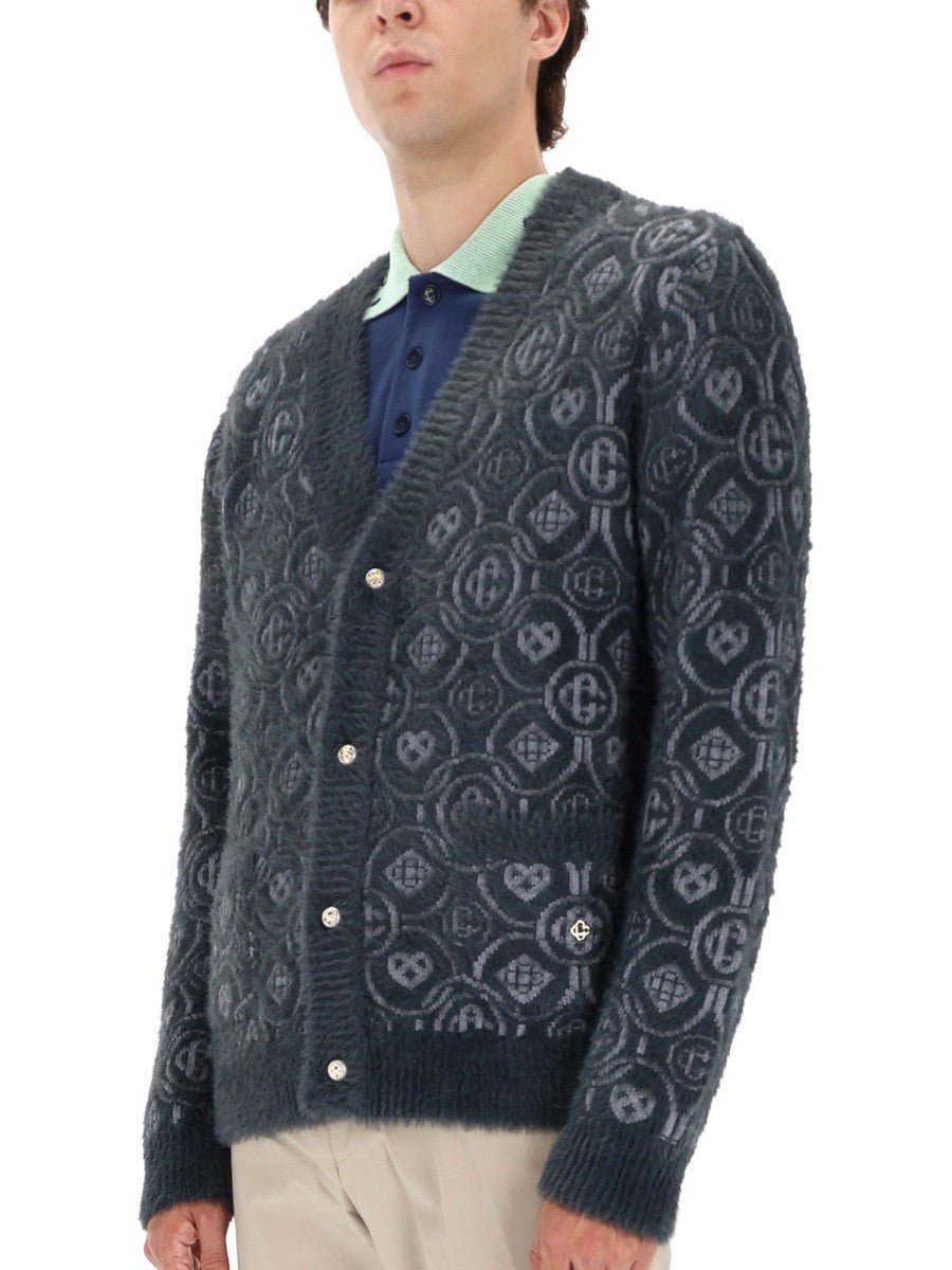 Casablanca Men's Monogram Fluffy Cardigan Grey