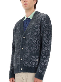 Casablanca Men's Monogram Fluffy Cardigan Grey