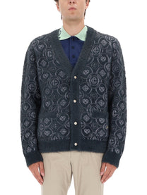 Casablanca Men's Monogram Fluffy Cardigan Grey