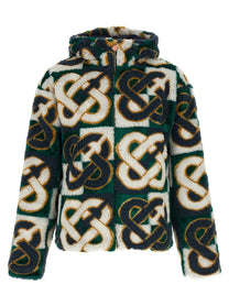 Casablanca Monogram Intarsia Fleece Jacket Gold