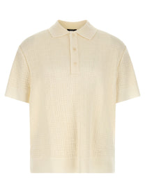Balmain Monogram Jacquard Polo Shirt White