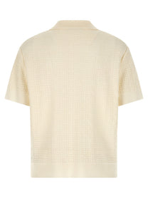 Balmain Monogram Jacquard Polo Shirt White