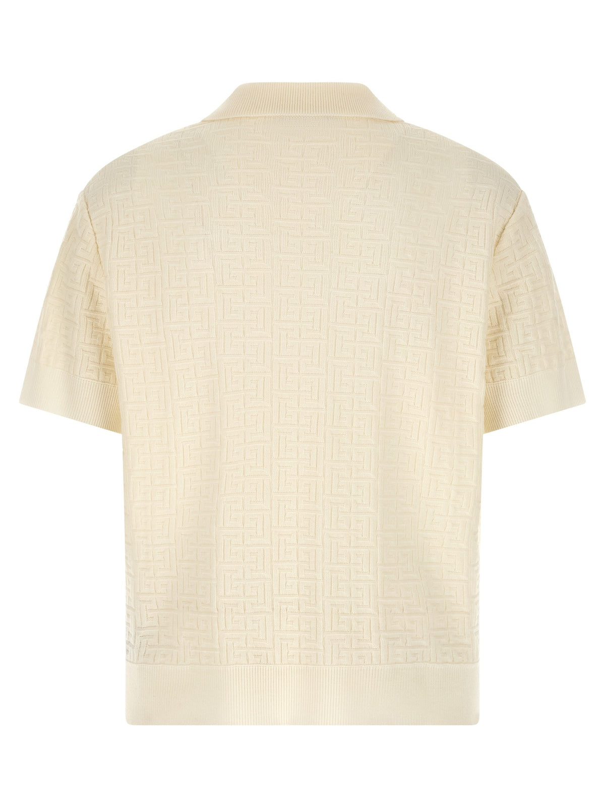 Balmain Monogram Jacquard Polo Shirt White, view 2