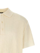 Balmain Monogram Jacquard Polo Shirt White, view 3