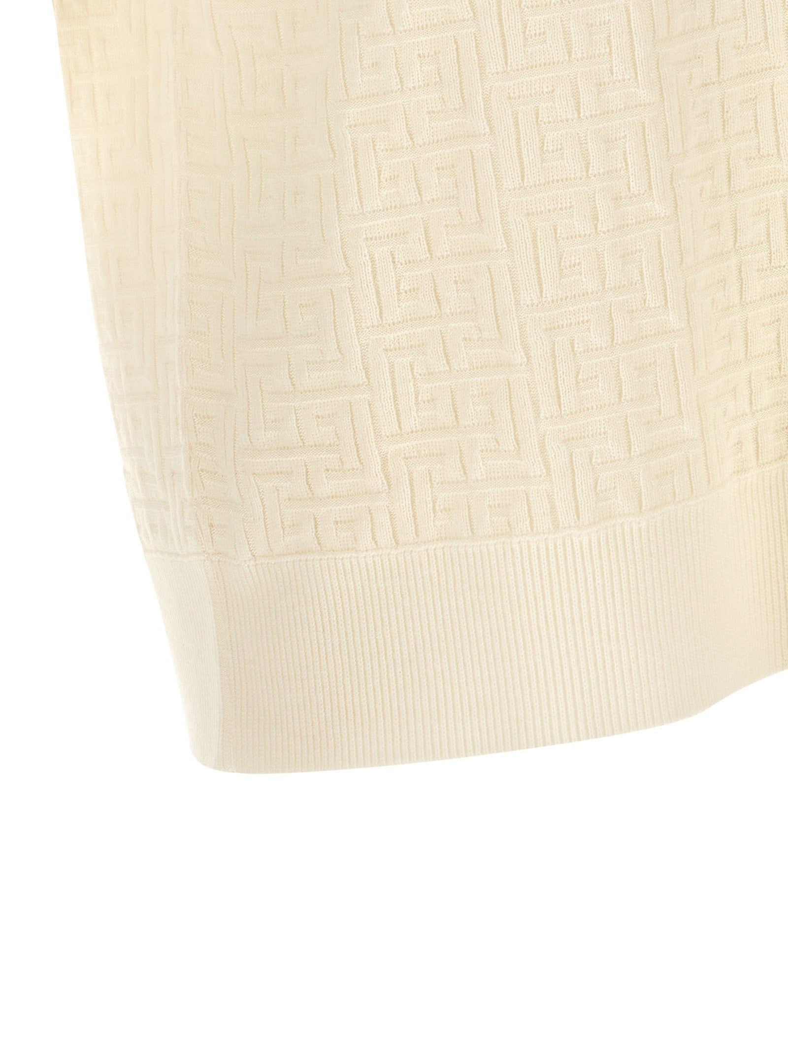 Balmain Monogram Jacquard Polo Shirt White