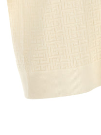 Balmain Monogram Jacquard Polo Shirt White