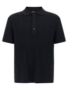 Balmain Monogram Knit Polo Shirt Blue