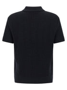Balmain Monogram Knit Polo Shirt Blue, view 2