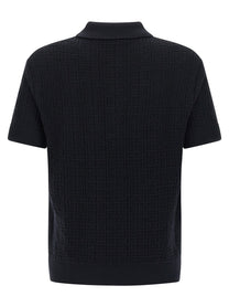 Balmain Monogram Knit Polo Shirt Blue