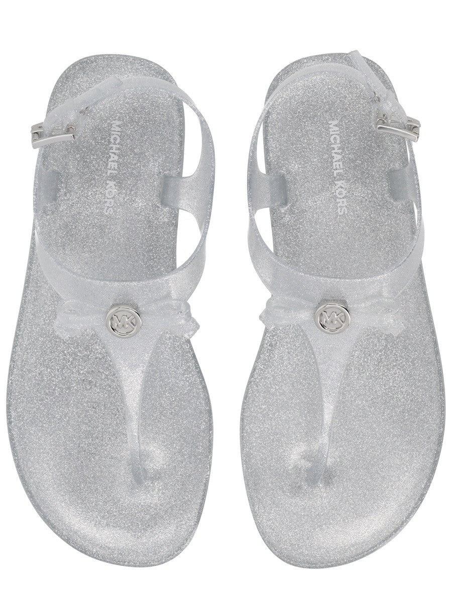 Michael Kors Women's Monogram Sandal Silver