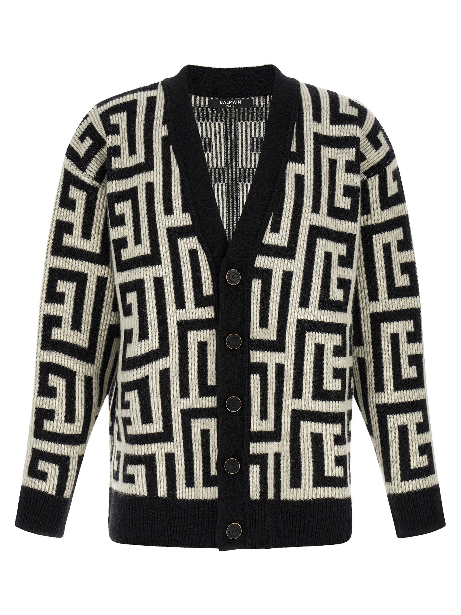 Balmain Monogram Macro Cardigan White