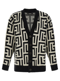 Balmain Monogram Macro Cardigan White