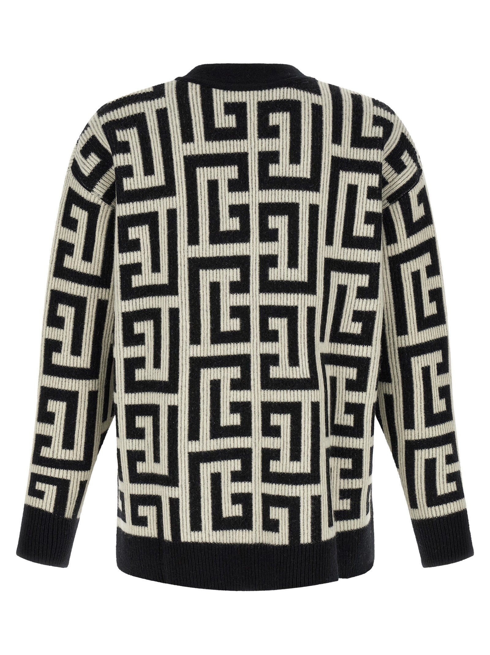 Balmain Monogram Macro Cardigan White