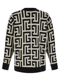 Balmain Monogram Macro Cardigan White