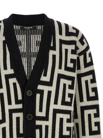 Balmain Monogram Macro Cardigan White