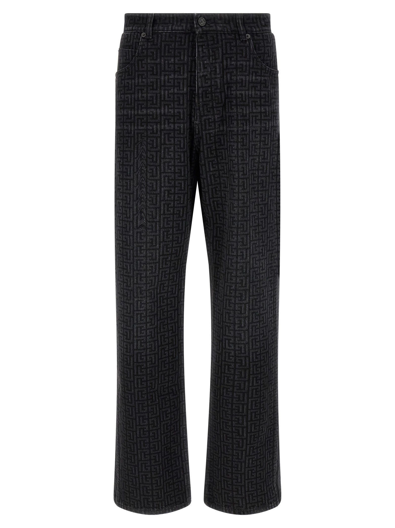 Balmain Monogram Pattern Jeans Black