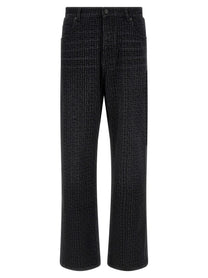 Balmain Monogram Pattern Jeans Black