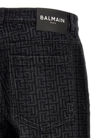 Balmain Monogram Pattern Jeans Black