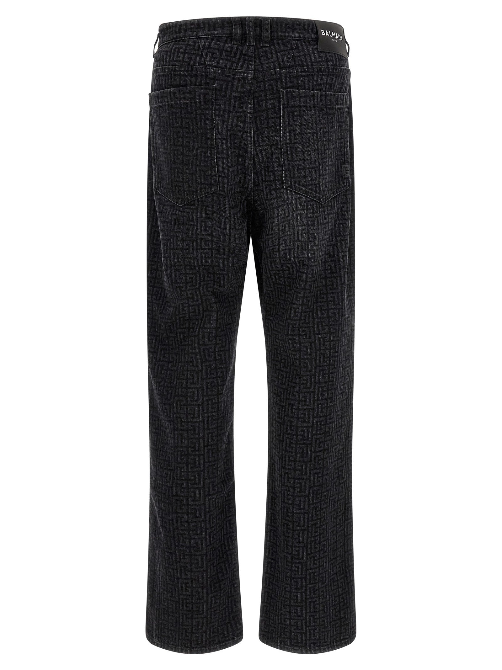 Balmain Monogram Pattern Jeans Black