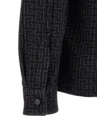 Balmain Monogram Pattern Overshirt Black, view 4