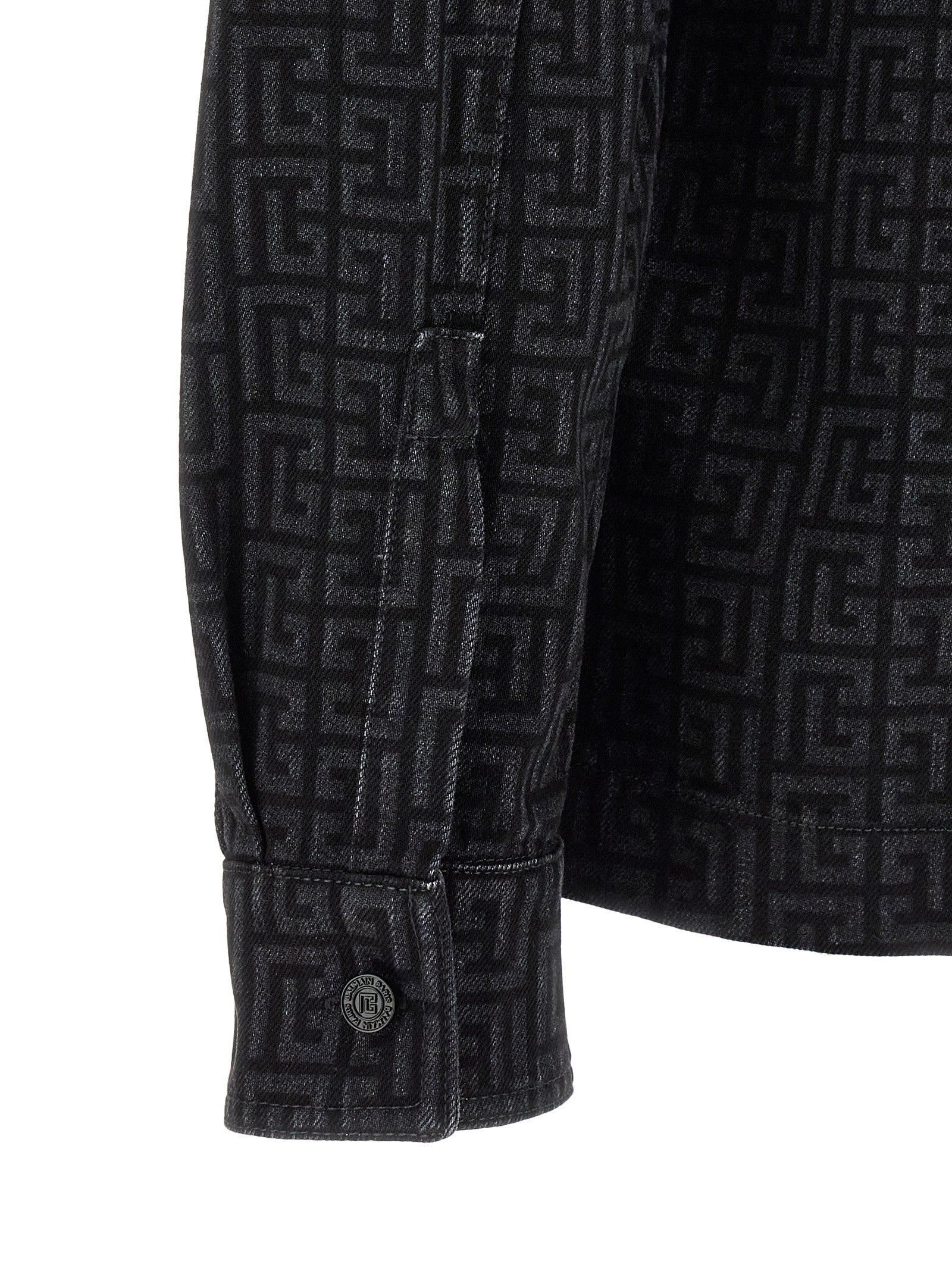 Balmain Monogram Pattern Overshirt Black