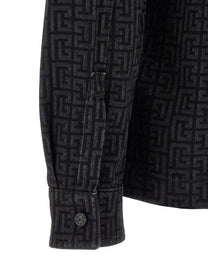 Balmain Monogram Pattern Overshirt Black